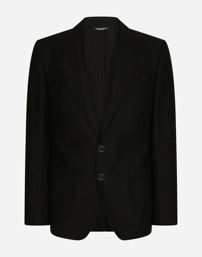 Dolce and Gabbana Suits And Blazers Men Deconstructed Linen Jacket Black