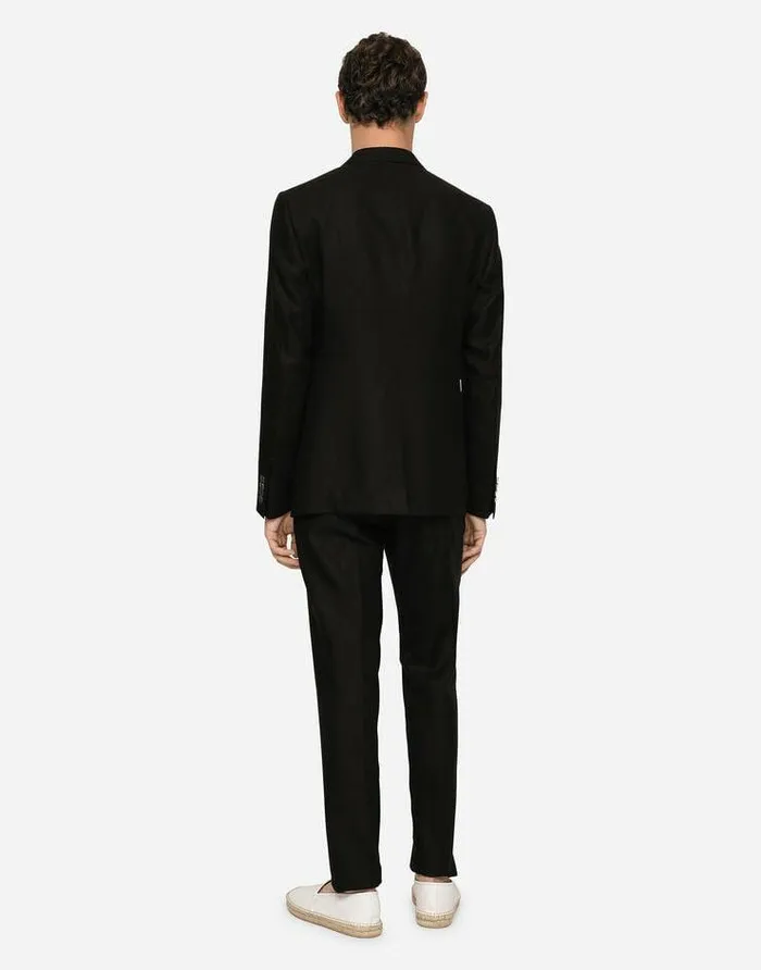 Dolce and Gabbana Suits And Blazers Men Deconstructed Linen Jacket Black Dolce and Gabbana Suits And Blazers Men Deconstructed Linen Jacket Black