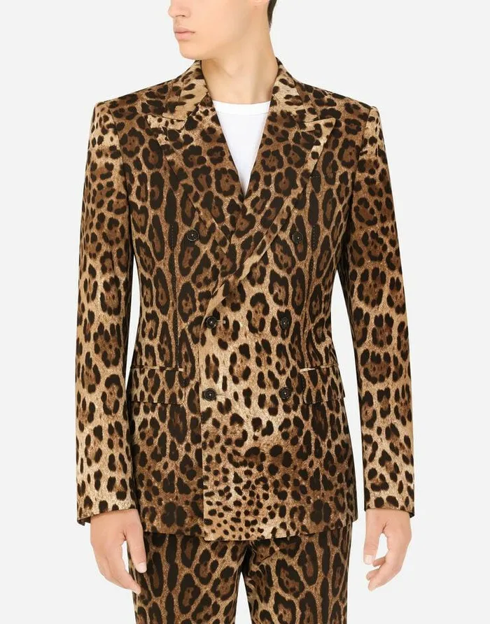 Dolce and Gabbana Suits And Blazers Men Doublebreasted Wool Siciliafit Suit With Leopard Print Multicolor Dolce and Gabbana Suits And Blazers Men Doublebreasted Wool Siciliafit Suit With Leopard Print Multicolor