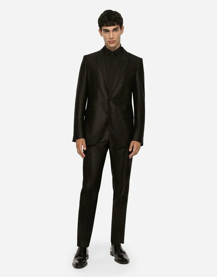 Dolce and Gabbana Suits And Blazers Men Lam Silk Jacquard Martinifit Tuxedo Suit Multicolor Dolce and Gabbana Suits And Blazers Men Lam Silk Jacquard Martinifit Tuxedo Suit Multicolor