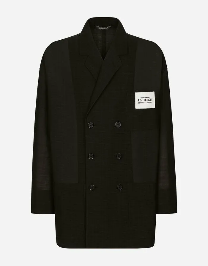 Dolce and Gabbana Suits And Blazers Men Oversize Doublebreasted Technical Cotton Jacket Grey Dolce and Gabbana Suits And Blazers Men Oversize Doublebreasted Technical Cotton Jacket Grey