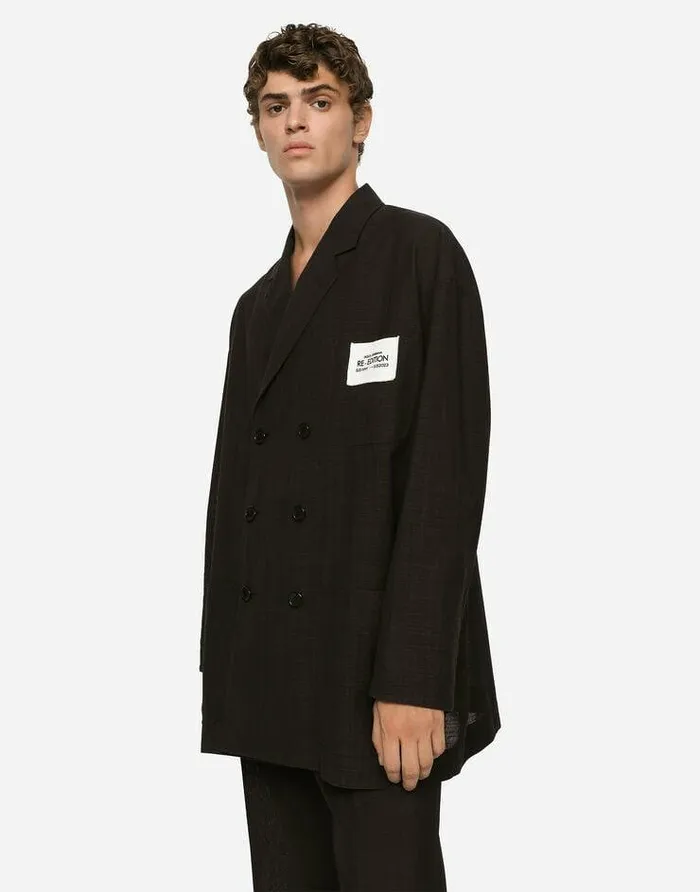 Dolce and Gabbana Suits And Blazers Men Oversize Doublebreasted Technical Cotton Jacket Grey Dolce and Gabbana Suits And Blazers Men Oversize Doublebreasted Technical Cotton Jacket Grey
