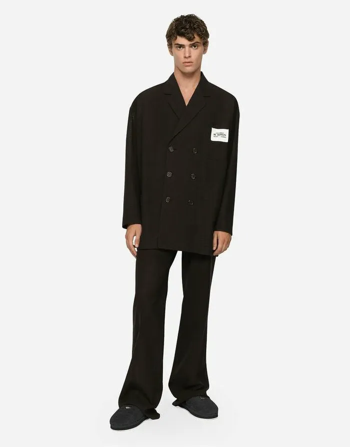 Dolce and Gabbana Suits And Blazers Men Oversize Doublebreasted Technical Cotton Jacket Grey Dolce and Gabbana Suits And Blazers Men Oversize Doublebreasted Technical Cotton Jacket Grey