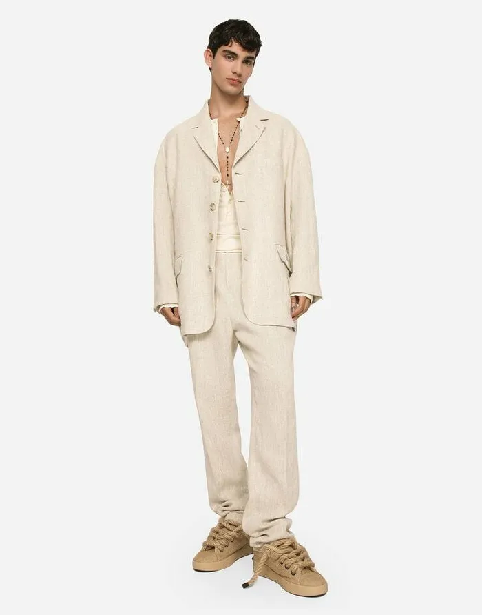Dolce and Gabbana Suits And Blazers Men Oversize Singlebreasted Linen And Viscose Jacket Multicolor Dolce and Gabbana Suits And Blazers Men Oversize Singlebreasted Linen And Viscose Jacket Multicolor