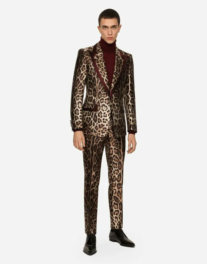 Dolce and Gabbana Suits And Blazers Men Silk Mikado Casino Jacket With Leopard Print Multicolor Dolce and Gabbana Suits And Blazers Men Silk Mikado Casino Jacket With Leopard Print Multicolor
