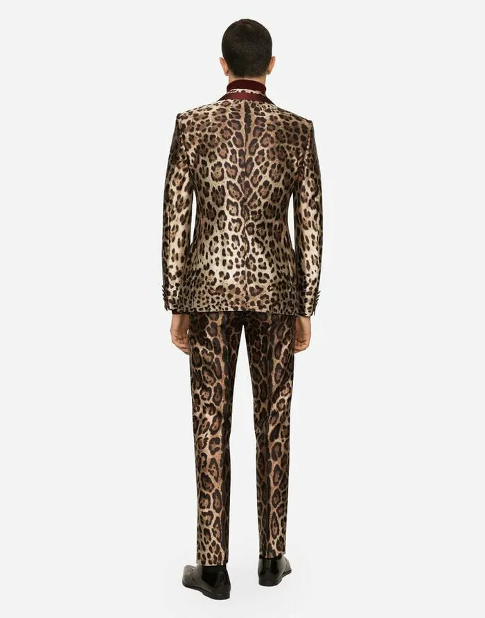 Dolce and Gabbana Suits And Blazers Men Silk Mikado Casino Jacket With Leopard Print Multicolor Dolce and Gabbana Suits And Blazers Men Silk Mikado Casino Jacket With Leopard Print Multicolor