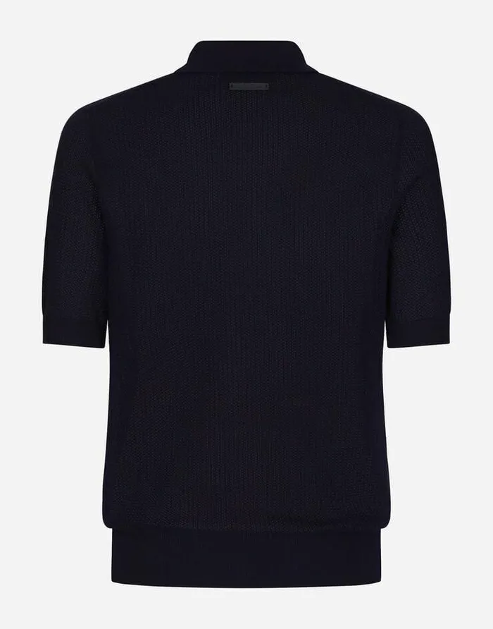 Dolce and Gabbana Sweaters And Cardigans Men Cotton Polo Shirt With Logo Label Blue Dolce and Gabbana Sweaters And Cardigans Men Cotton Polo Shirt With Logo Label Blue