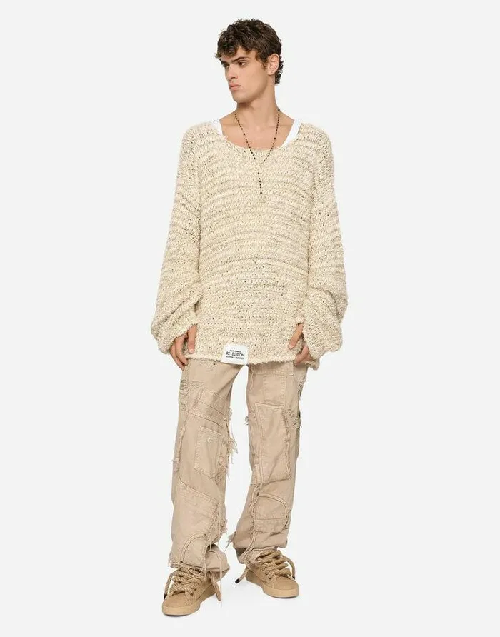 Dolce and Gabbana Sweaters And Cardigans Men Roundneck Cotton And Linen Sweater Multicolor Dolce and Gabbana Sweaters And Cardigans Men Roundneck Cotton And Linen Sweater Multicolor