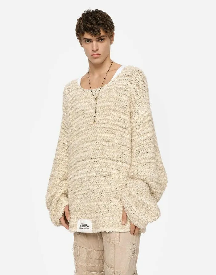 Dolce and Gabbana Sweaters And Cardigans Men Roundneck Cotton And Linen Sweater Multicolor Dolce and Gabbana Sweaters And Cardigans Men Roundneck Cotton And Linen Sweater Multicolor