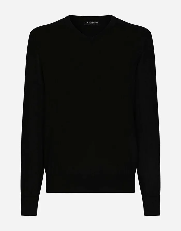 Dolce and Gabbana Sweaters And Cardigans Men Vneck Sweater In Cashmere Black