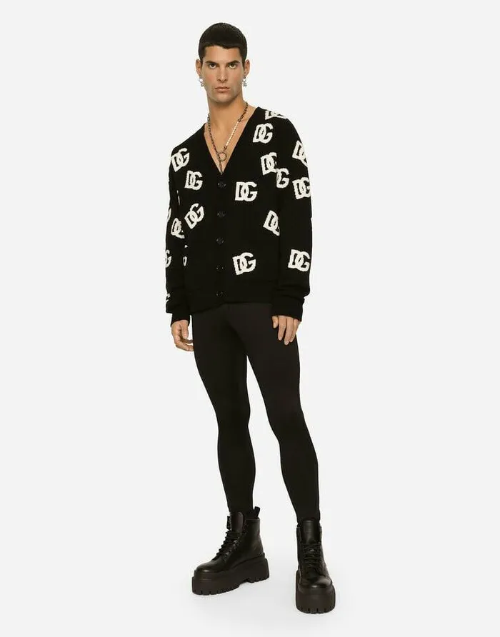 Dolce and Gabbana Sweaters And Cardigans Men Wool Inlay Cardigan With DG Monogram Detail Multicolor Dolce and Gabbana Sweaters And Cardigans Men Wool Inlay Cardigan With DG Monogram Detail Multicolor