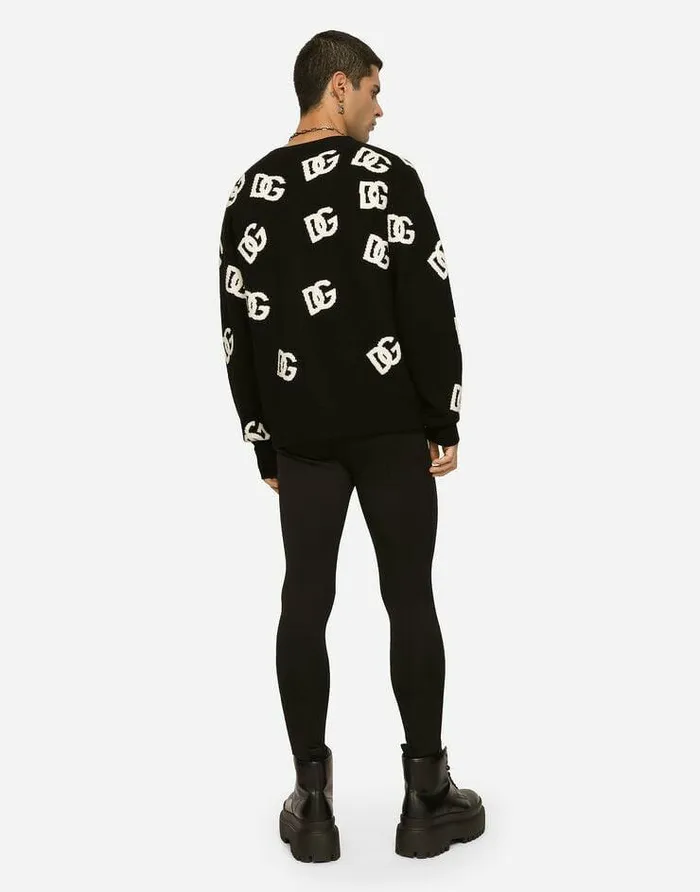 Dolce and Gabbana Sweaters And Cardigans Men Wool Inlay Cardigan With DG Monogram Detail Multicolor Dolce and Gabbana Sweaters And Cardigans Men Wool Inlay Cardigan With DG Monogram Detail Multicolor