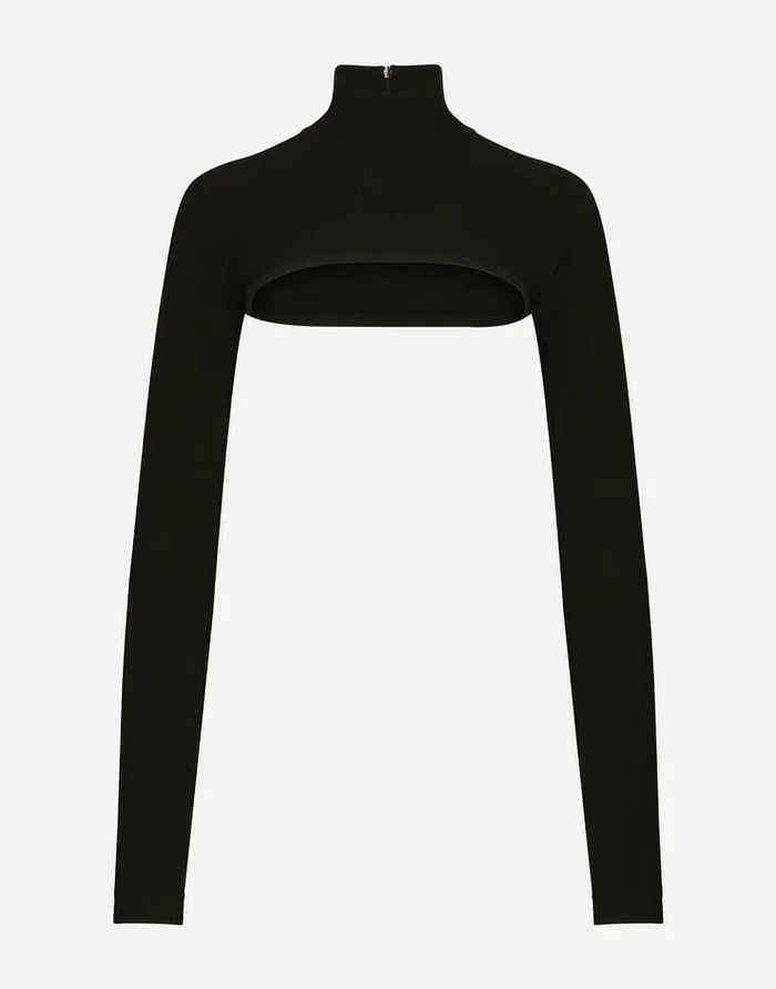 Dolce and Gabbana Sweaters And Cardigans Women KIM DOLCEandGABBANA Viscose Turtleneck Shrug Black Dolce and Gabbana Sweaters And Cardigans Women KIM DOLCEandGABBANA Viscose Turtleneck Shrug Black