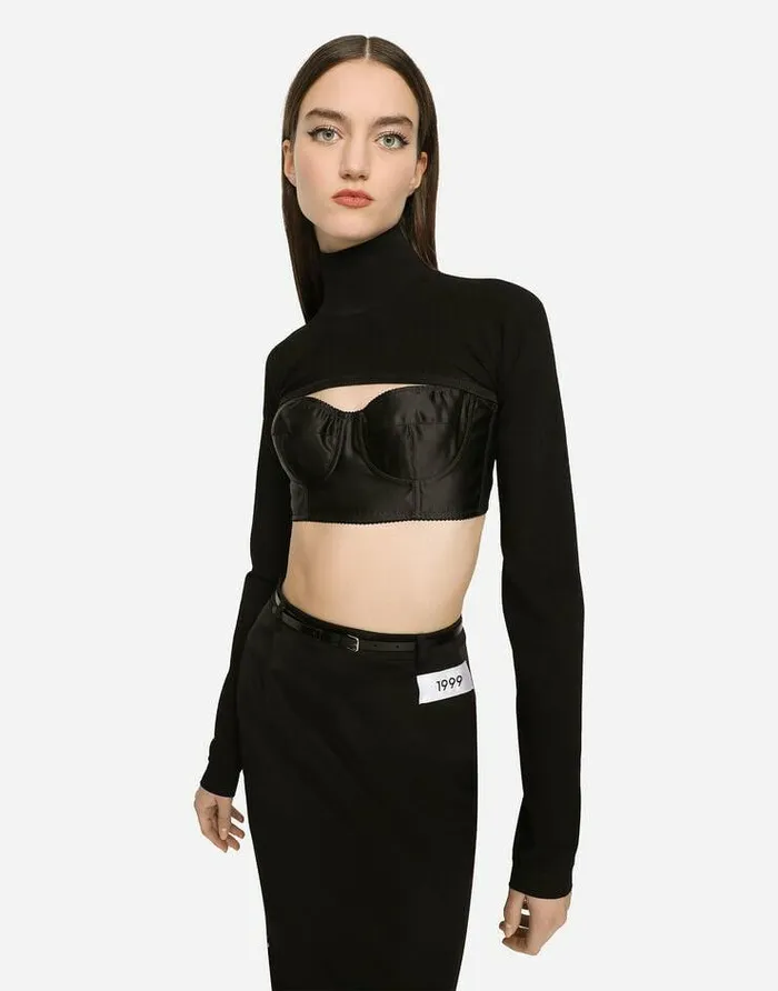 Dolce and Gabbana Sweaters And Cardigans Women KIM DOLCEandGABBANA Viscose Turtleneck Shrug Black Dolce and Gabbana Sweaters And Cardigans Women KIM DOLCEandGABBANA Viscose Turtleneck Shrug Black