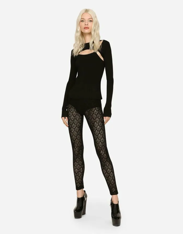 Dolce and Gabbana Sweaters And Cardigans Women Ribbed Viscose Sweater With DG Details Black Dolce and Gabbana Sweaters And Cardigans Women Ribbed Viscose Sweater With DG Details Black