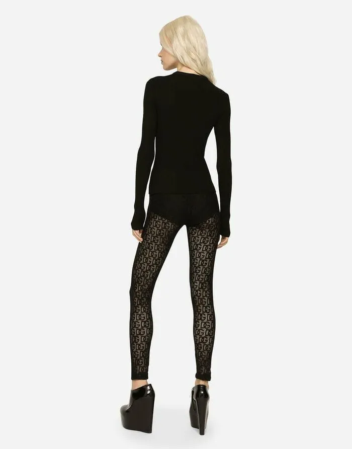 Dolce and Gabbana Sweaters And Cardigans Women Ribbed Viscose Sweater With DG Details Black Dolce and Gabbana Sweaters And Cardigans Women Ribbed Viscose Sweater With DG Details Black