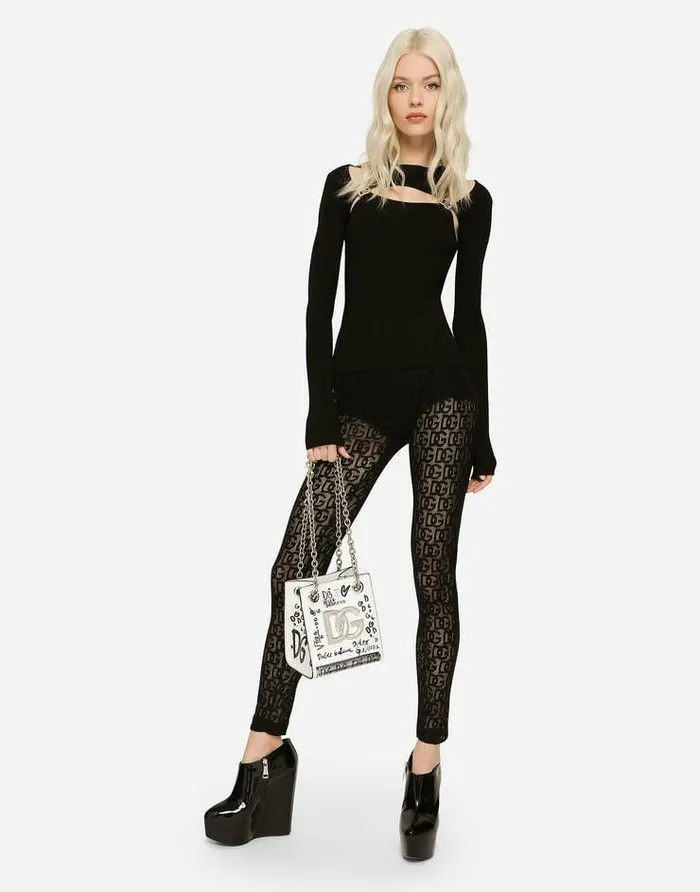 Dolce and Gabbana Sweaters And Cardigans Women Ribbed Viscose Sweater With DG Details Black Dolce and Gabbana Sweaters And Cardigans Women Ribbed Viscose Sweater With DG Details Black