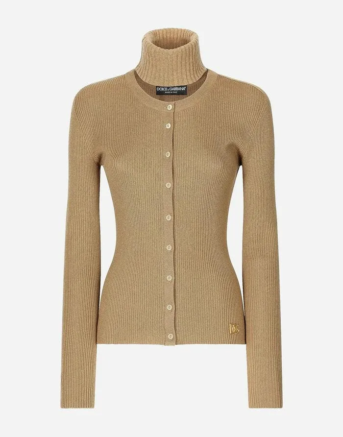 Dolce and Gabbana Sweaters And Cardigans Women Wool And Cashmere Cardigan With Detachable Collar Multicolor Dolce and Gabbana Sweaters And Cardigans Women Wool And Cashmere Cardigan With Detachable Collar Multicolor