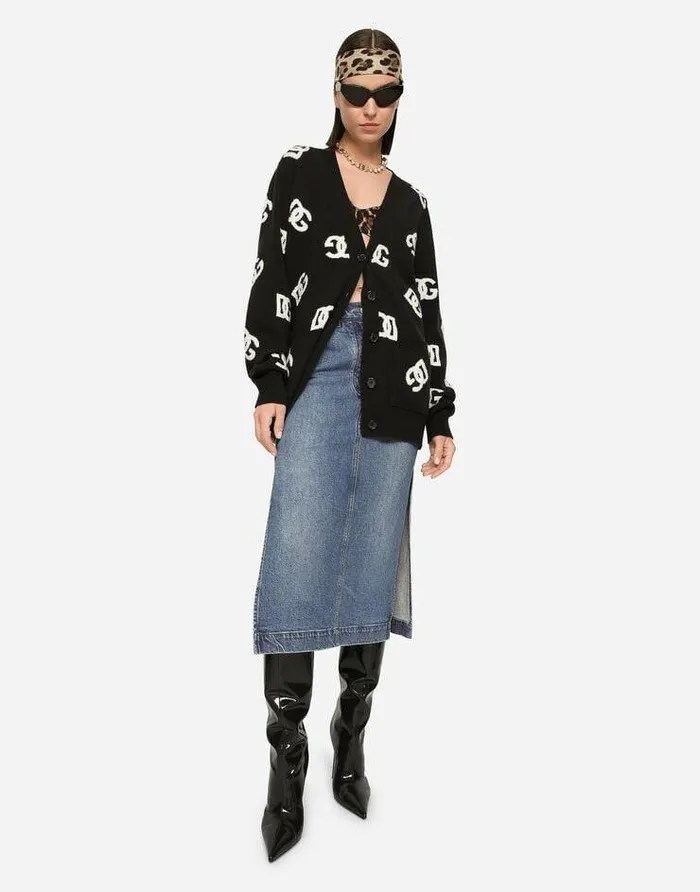 Dolce and Gabbana Sweaters And Cardigans Women Wool Cardigan With DG Inlay Multicolor Dolce and Gabbana Sweaters And Cardigans Women Wool Cardigan With DG Inlay Multicolor