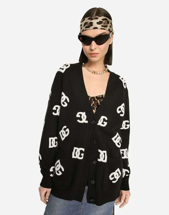 Dolce and Gabbana Sweaters And Cardigans Women Wool Cardigan With DG Inlay Multicolor Dolce and Gabbana Sweaters And Cardigans Women Wool Cardigan With DG Inlay Multicolor