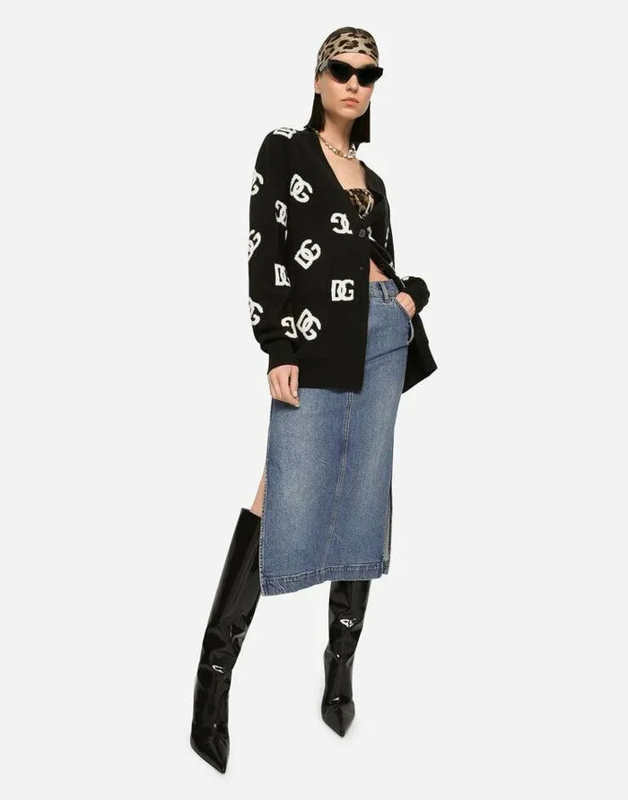 Dolce and Gabbana Sweaters And Cardigans Women Wool Cardigan With DG Inlay Multicolor Dolce and Gabbana Sweaters And Cardigans Women Wool Cardigan With DG Inlay Multicolor