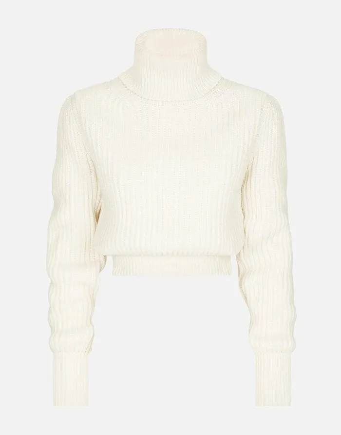Dolce and Gabbana Sweaters And Cardigans Women Wool Fishermans Rib Turtleneck Sweater With DG Logo White Dolce and Gabbana Sweaters And Cardigans Women Wool Fishermans Rib Turtleneck Sweater With DG Logo White