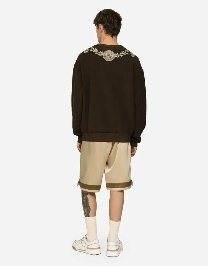 Dolce and Gabbana Sweatshirts Men Coin Print Insideout Jersey Sweatshirt Brown Dolce and Gabbana Sweatshirts Men Coin Print Insideout Jersey Sweatshirt Brown