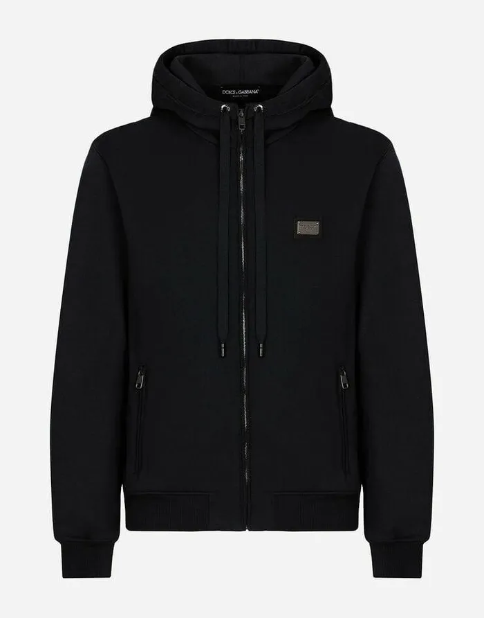 Dolce and Gabbana Sweatshirts Men Cotton Jersey Hoodie Blue