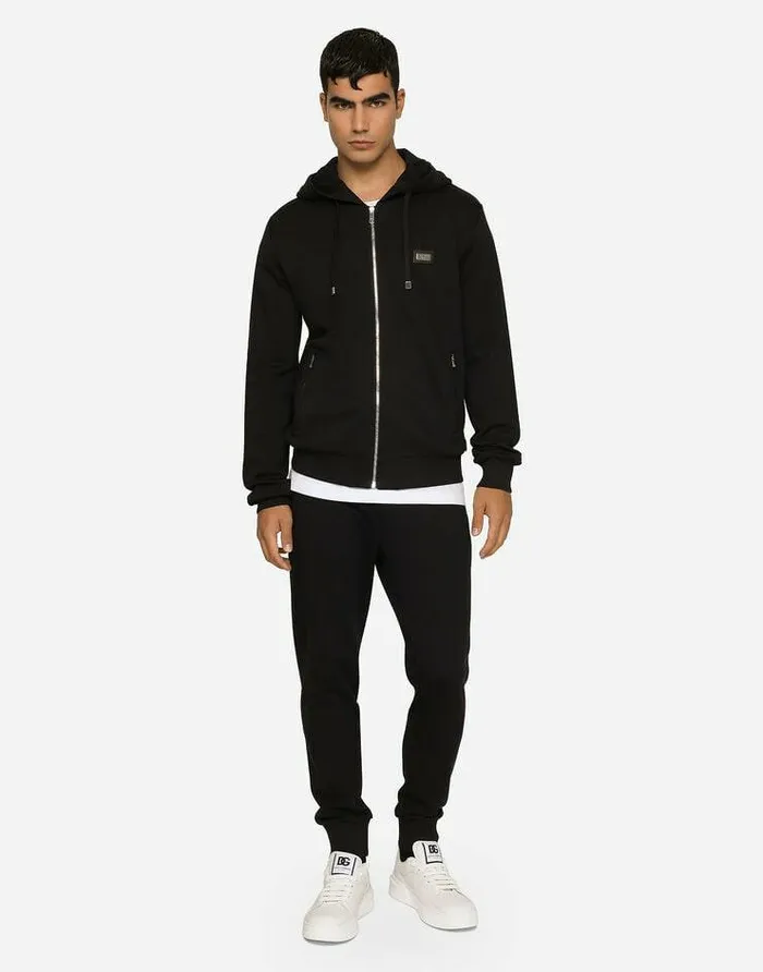 Dolce and Gabbana Sweatshirts Men Cotton Jersey Hoodie Blue Dolce and Gabbana Sweatshirts Men Cotton Jersey Hoodie Blue