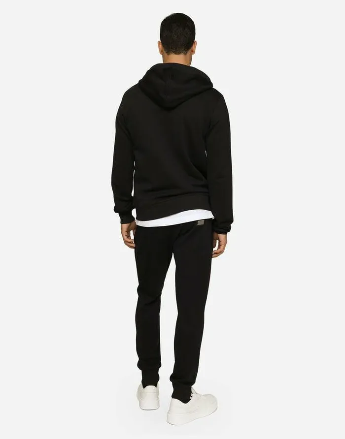 Dolce and Gabbana Sweatshirts Men Cotton Jersey Hoodie Blue Dolce and Gabbana Sweatshirts Men Cotton Jersey Hoodie Blue