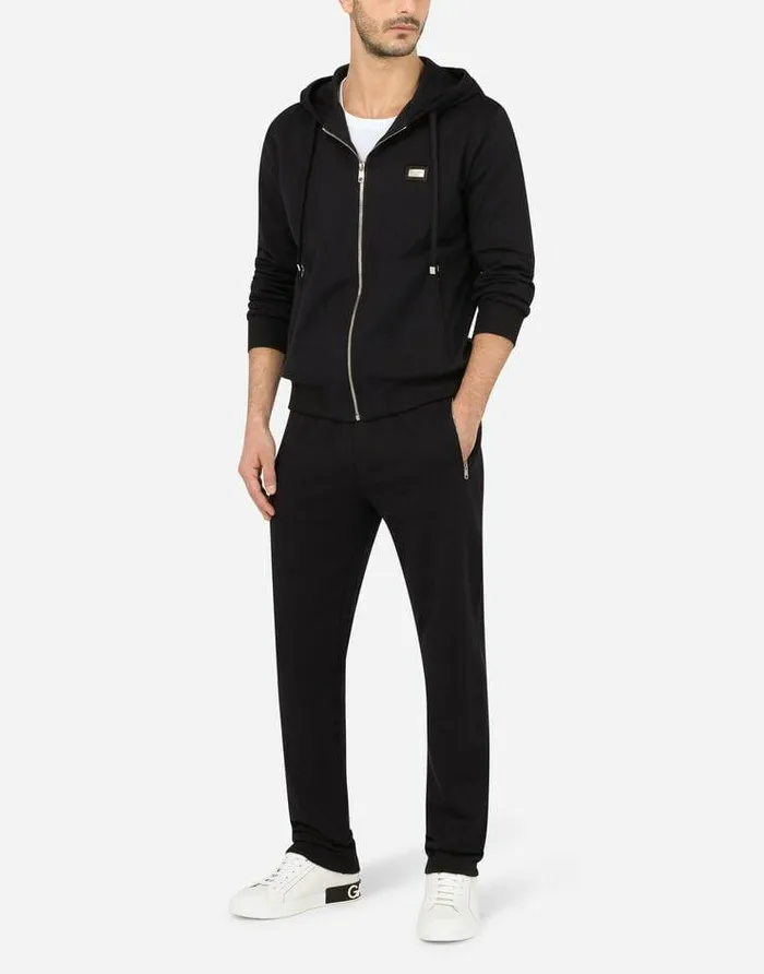 Dolce and Gabbana Sweatshirts Men Cotton Jersey Hoodie Blue Dolce and Gabbana Sweatshirts Men Cotton Jersey Hoodie Blue