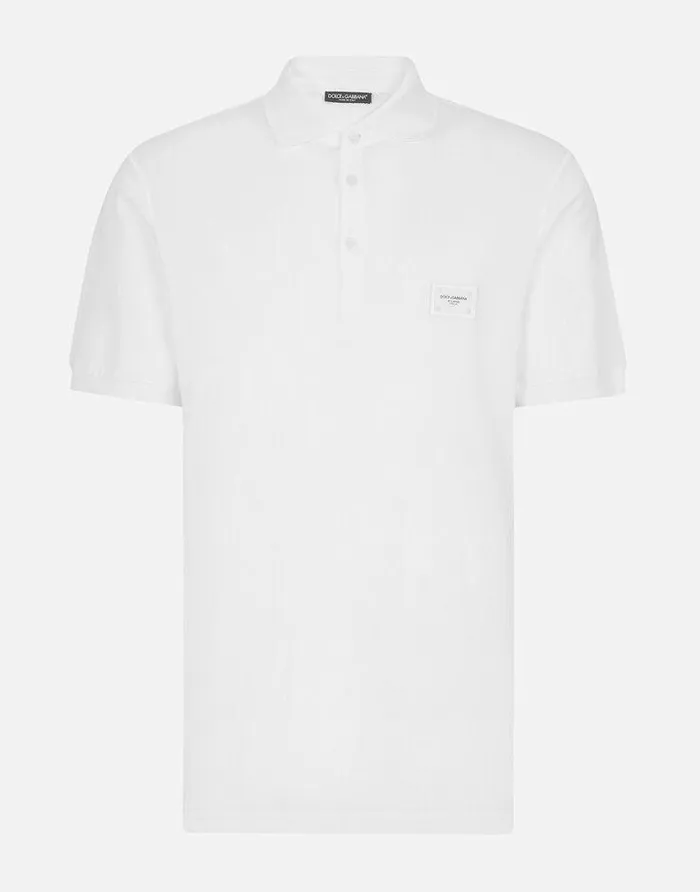 Dolce and Gabbana TShirts And Polos Men Cotton Piqu Poloshirt With Branded Plate White Dolce and Gabbana TShirts And Polos Men Cotton Piqu Poloshirt With Branded Plate White