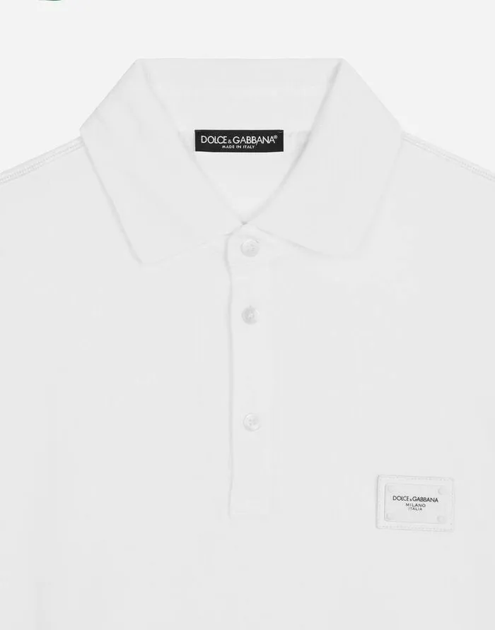 Dolce and Gabbana TShirts And Polos Men Cotton Piqu Poloshirt With Branded Plate White Dolce and Gabbana TShirts And Polos Men Cotton Piqu Poloshirt With Branded Plate White