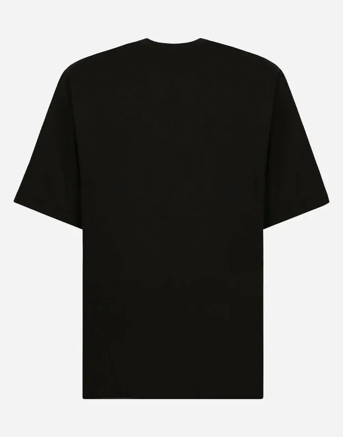 Dolce and Gabbana TShirts And Polos Men Cotton Roundneck Tshirt With DolceandGabbana Print Black Dolce and Gabbana TShirts And Polos Men Cotton Roundneck Tshirt With DolceandGabbana Print Black