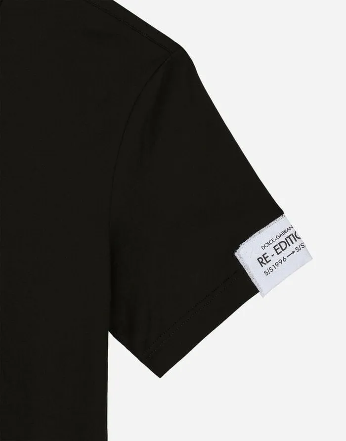 Dolce and Gabbana TShirts And Polos Men Cotton Roundneck Tshirt With Patch Black Dolce and Gabbana TShirts And Polos Men Cotton Roundneck Tshirt With Patch Black