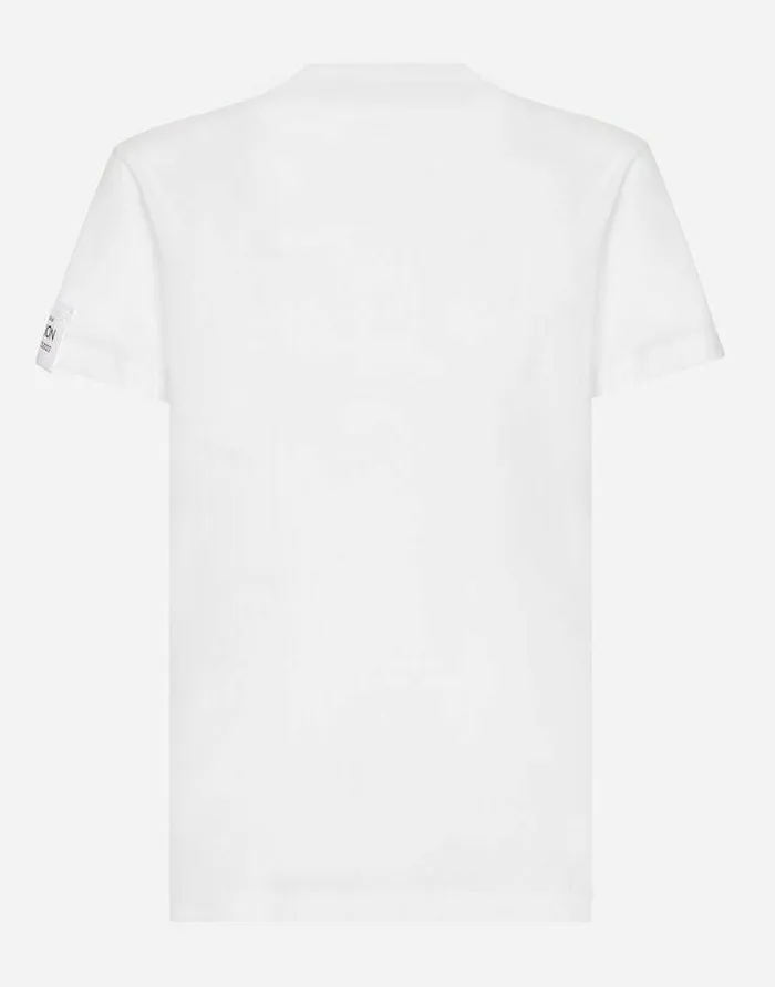 Dolce and Gabbana TShirts And Polos Men Cotton Roundneck Tshirt With Patch White Dolce and Gabbana TShirts And Polos Men Cotton Roundneck Tshirt With Patch White