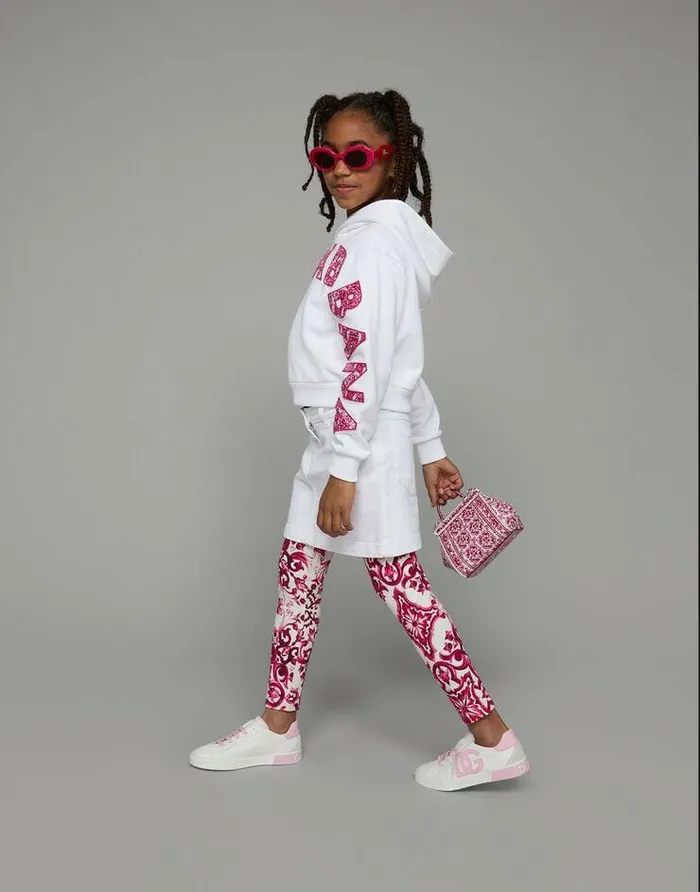 Dolce and Gabbana TShirts And Sweatshirts Children Hoodie With Logo Appliqu White Dolce and Gabbana TShirts And Sweatshirts Children Hoodie With Logo Appliqu White