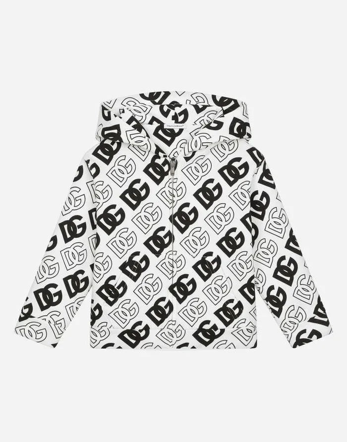 Dolce and Gabbana TShirts And Sweatshirts Children Jersey Hoodie With DG Logo Print Multicolor Dolce and Gabbana TShirts And Sweatshirts Children Jersey Hoodie With DG Logo Print Multicolor