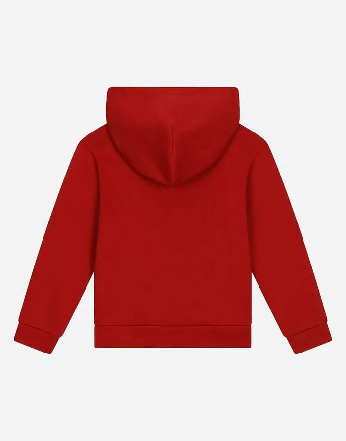 Dolce and Gabbana TShirts And Sweatshirts Children Jersey Hoodie With DG Logo Red Dolce and Gabbana TShirts And Sweatshirts Children Jersey Hoodie With DG Logo Red