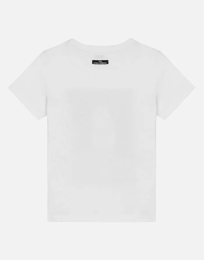 Dolce and Gabbana TShirts And Sweatshirts Children Jersey Tshirt With KIM Print White Dolce and Gabbana TShirts And Sweatshirts Children Jersey Tshirt With KIM Print White