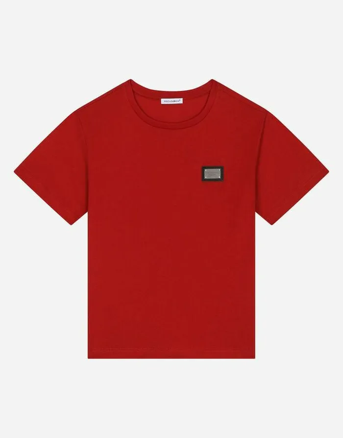 Dolce and Gabbana TShirts And Sweatshirts Children Jersey Tshirt With Logo Tag Red Dolce and Gabbana TShirts And Sweatshirts Children Jersey Tshirt With Logo Tag Red