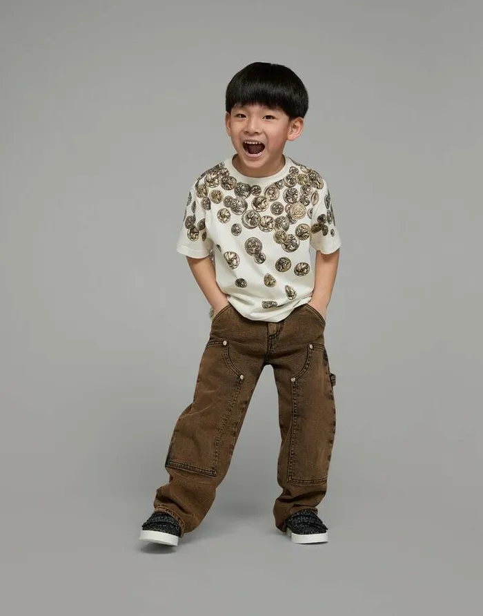 Dolce and Gabbana TShirts And Sweatshirts Children Shortsleeved Jersey Tshirt With Ombr Coin Print White Dolce and Gabbana TShirts And Sweatshirts Children Shortsleeved Jersey Tshirt With Ombr Coin Print White