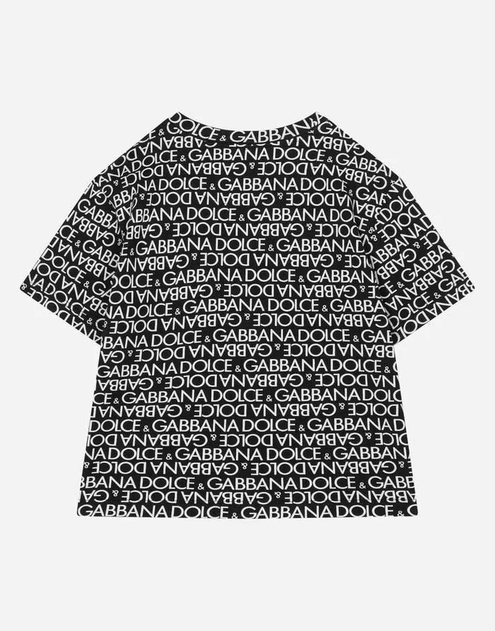 Dolce and Gabbana TShirts And Sweatshirts Children Shortsleeved Jersey Tshirt With The Allover Logoprint Multicolor Dolce and Gabbana TShirts And Sweatshirts Children Shortsleeved Jersey Tshirt With The Allover Logoprint Multicolor