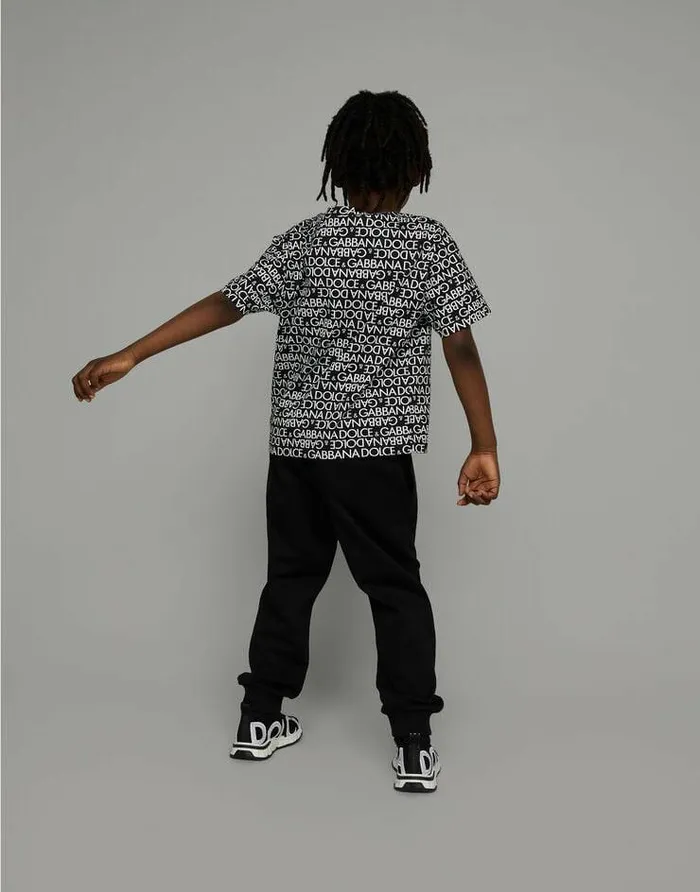 Dolce and Gabbana TShirts And Sweatshirts Children Shortsleeved Jersey Tshirt With The Allover Logoprint Multicolor Dolce and Gabbana TShirts And Sweatshirts Children Shortsleeved Jersey Tshirt With The Allover Logoprint Multicolor