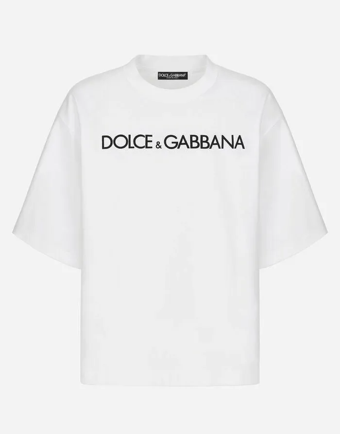 Dolce and Gabbana TShirts And Sweatshirts Women Jersey Tshirt With Dolce and Gabbana Print White Dolce and Gabbana TShirts And Sweatshirts Women Jersey Tshirt With Dolce and Gabbana Print White