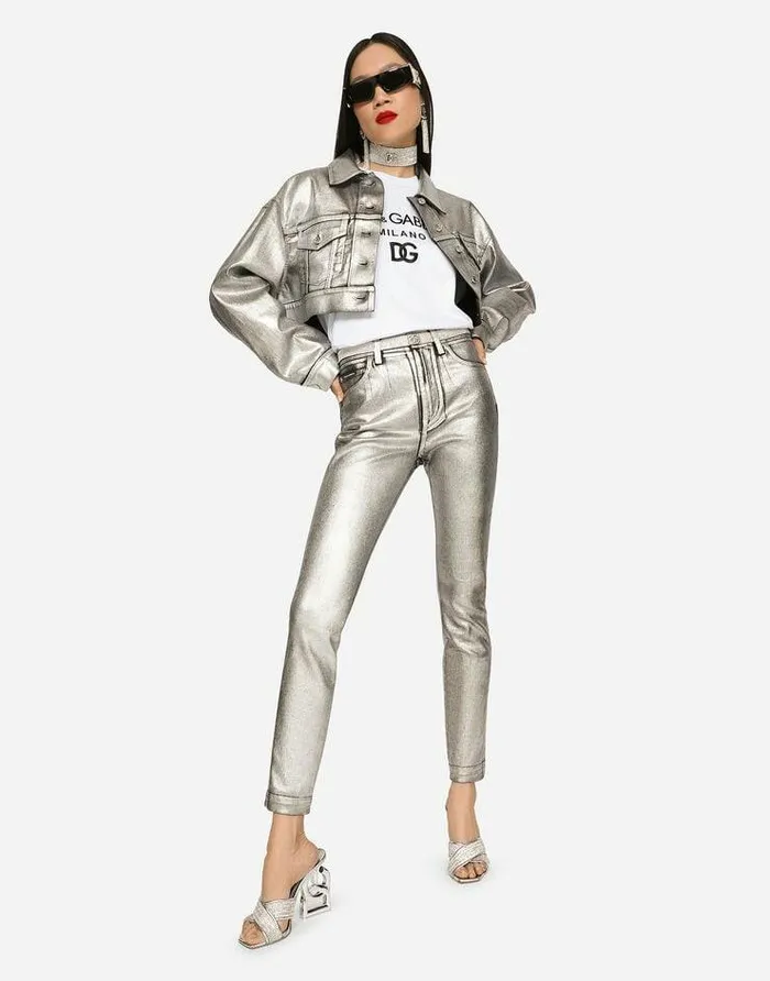Dolce and Gabbana TShirts And Sweatshirts Women Jersey Tshirt With Flocked Logo Print White Dolce and Gabbana TShirts And Sweatshirts Women Jersey Tshirt With Flocked Logo Print White