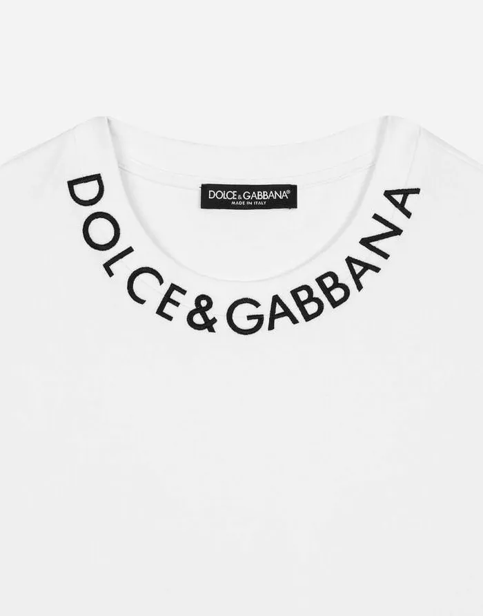 Dolce and Gabbana TShirts And Sweatshirts Women Jersey Tshirt With Logo On Neck White Dolce and Gabbana TShirts And Sweatshirts Women Jersey Tshirt With Logo On Neck White