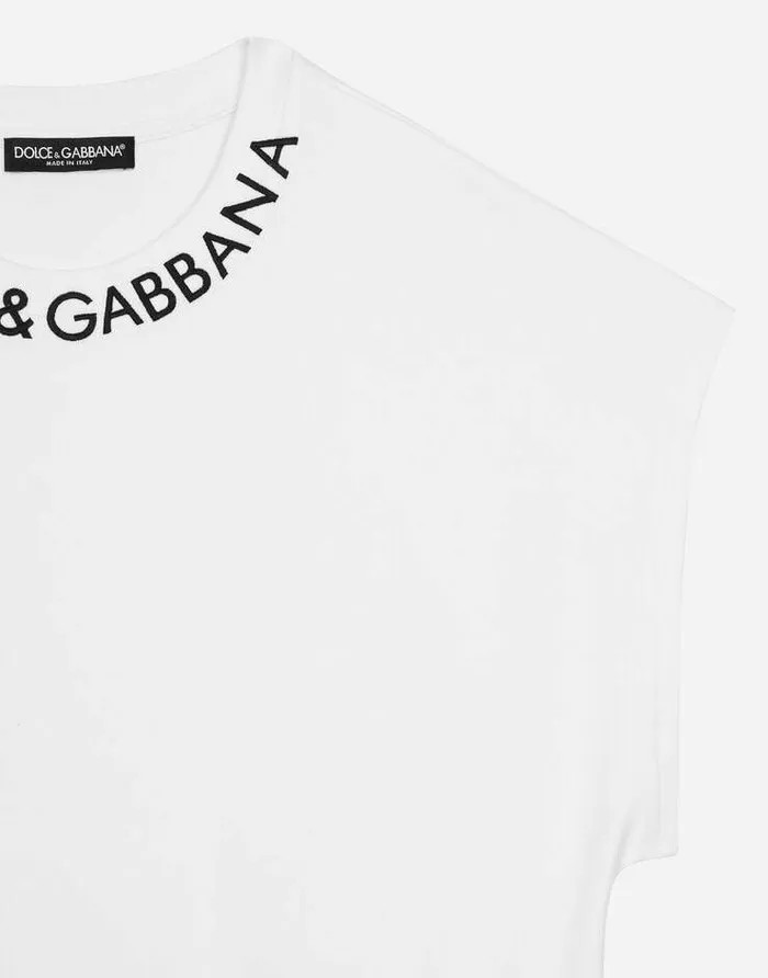 Dolce and Gabbana TShirts And Sweatshirts Women Jersey Tshirt With Logo On Neck White Dolce and Gabbana TShirts And Sweatshirts Women Jersey Tshirt With Logo On Neck White