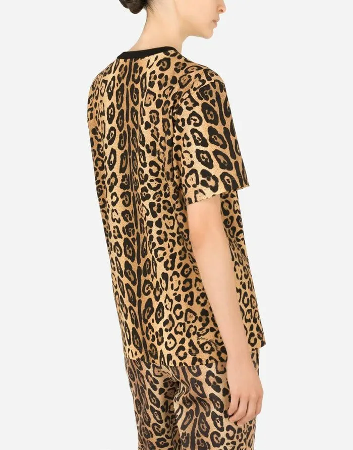Dolce and Gabbana TShirts And Sweatshirts Women Shortsleeved Leopardprint Jersey Tshirt Multicolor Dolce and Gabbana TShirts And Sweatshirts Women Shortsleeved Leopardprint Jersey Tshirt Multicolor
