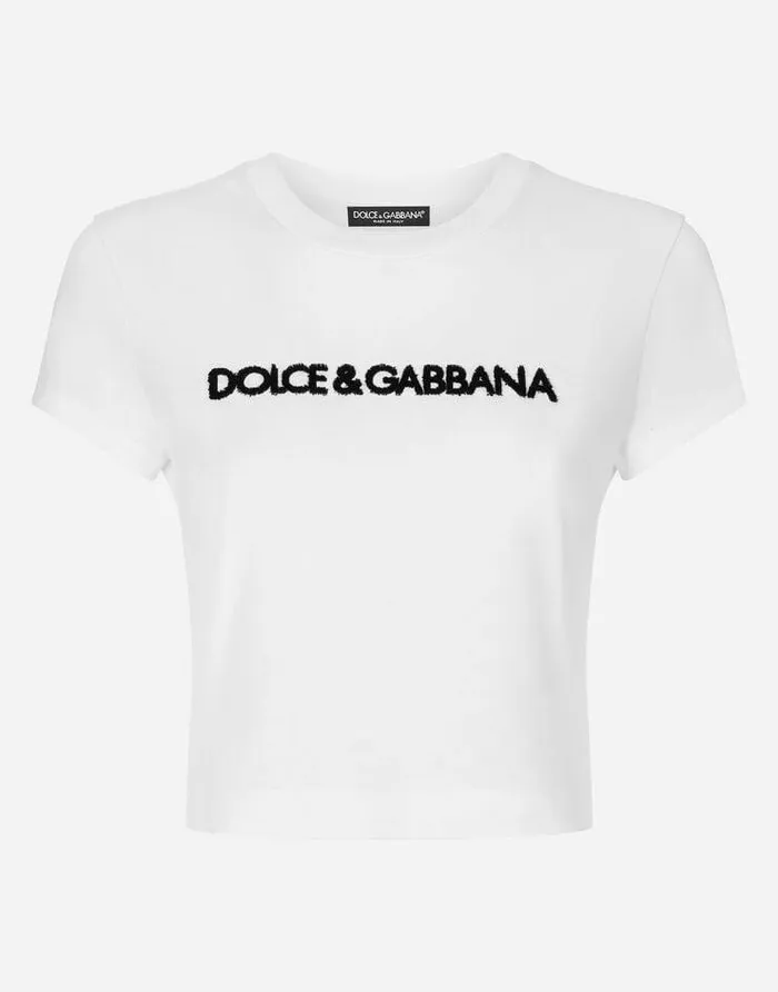 Dolce and Gabbana TShirts And Sweatshirts Women Short Tshirt With DG Logo White Dolce and Gabbana TShirts And Sweatshirts Women Short Tshirt With DG Logo White